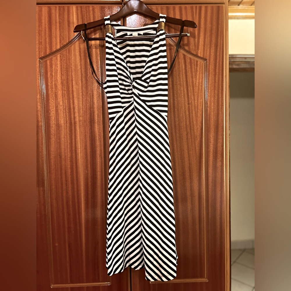 Kenneth Cole Clack and White Striped Summer Dress